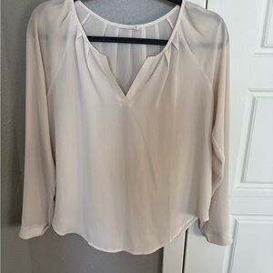 Lush Cream V-Neck Blouse